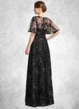Justice A-line Scoop Illusion Floor-Length Lace Sequin Mother of the Bride Dress STIP0021815