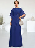 Heather A-line Scoop Floor-Length Chiffon Mother of the Bride Dress With Pleated Appliques Lace Sequins STIP0021831