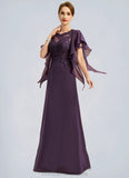 Bella A-line Scoop Illusion Floor-Length Chiffon Lace Mother of the Bride Dress STIP0021839