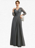 Victoria A-line V-Neck Floor-Length Chiffon Lace Mother of the Bride Dress With Pleated STIP0021850