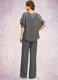 Riley Jumpsuit/Pantsuit Separates Scoop Floor-Length Chiffon Mother of the Bride Dress STIP0021940