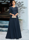 Kierra A-line Scoop Floor-Length Chiffon Lace Mother of the Bride Dress With Crystal Brooch Sequins STIP0021961