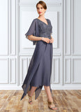 Penelope A-line V-Neck Floor-Length Chiffon Lace Mother of the Bride Dress With Sequins STIP0021963