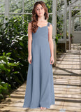 Gloria A-Line Sweetheart Neckline Chiffon Floor-Length Junior Bridesmaid Dress dusty blue STIP0022869