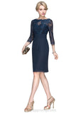 Arianna Sheath/Column Scoop Knee-Length Chiffon Lace Cocktail Dress With Ruffle STIP0020922