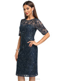 Isla Sheath/Column Scoop Knee-Length Lace Cocktail Dress With Sequins STIP0020921