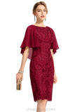 Nylah Sheath/Column Scoop Knee-Length Chiffon Lace Cocktail Dress STIP0020974