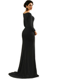 Zaria Sheath/Column Square Sweep Train Jersey Evening Dress STIP0020954