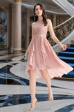 Zoe A-line Scoop Asymmetrical Chiffon Homecoming Dress STIP0020514