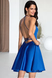 Ashanti A-line Square Short/Mini Satin Homecoming Dress STIP0020567
