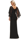 Audrey Sheath/Column Scoop Illusion Floor-Length Chiffon Lace Evening Dress With Sequins STIP0020938
