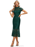 Geraldine Sheath/Column High Neck Illusion Tea-Length Lace Cocktail Dress STIP0020805