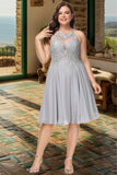 Aspen A-line Scoop Knee-Length Chiffon Lace Homecoming Dress With Sequins STIP0020571