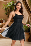 Autumn A-line Scoop Short/Mini Tulle Homecoming Dress With Cascading Ruffles STIP0020479