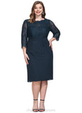 Arianna Sheath/Column Scoop Knee-Length Chiffon Lace Cocktail Dress With Ruffle STIP0020922