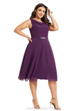 Winnie A-line Cowl Knee-Length Chiffon Cocktail Dress With Beading Sequins STIP0020967