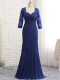 Haley Trumpet/Mermaid Chiffon Lace Sweetheart 3/4 Sleeves Floor-Length Mother of the Bride Dresses STIP0020442