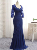 Haley Trumpet/Mermaid Chiffon Lace Sweetheart 3/4 Sleeves Floor-Length Mother of the Bride Dresses STIP0020442
