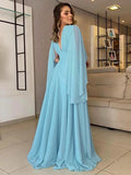Cora A-Line/Princess Chiffon Ruffles V-neck Sleeveless Floor-Length Mother of the Bride Dresses STIP0020452