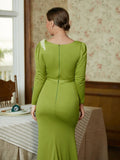 Zoey Sheath/Column Jersey Ruched Scoop Long Sleeves Floor-Length Mother of the Bride Dresses STIP0020352