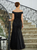 Zion Sheath/Column Tulle Beading Off-the-Shoulder Sleeveless Floor-Length Mother of the Bride Dresses STIP0020249