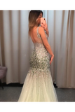 Silver Sequins Luxurious See Through Party Dress Backless Mermaid Long Prom STIP9RZ2GRG