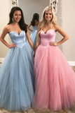 Unique Ball Gown Sweetheart Strapless Tulle Prom Dresses Cheap Formal STIP9XCMAHS