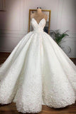 Ball Gown Spaghetti Straps Appliques Satin Wedding Dresses, Quineanera STI20455