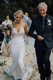 Spaghetti Straps Lace Country Wedding Dress Mermaid Backless Wedding Gowns STI15415