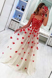 2024 Elegant A-Line Tulle Prom Dresses Formal Dresses With Applique P9TJAMYD