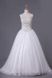 2024 Sweetheart Tulle Wedding Dresses A Line With Beading P4E6J91H