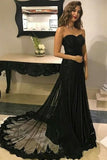 Formal Long Sweetheart Black Lace Evening Dresses Prom Dresses P3J5X7AY