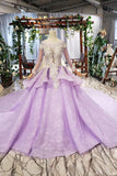 Stunning Long Sleeve Ball Gown Appliques Beading Quinceanera Dresses