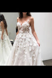Spaghetti Strap Sweetheart Neck Beach Wedding Dresses 30D Appliqued PJY86J2C