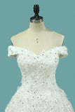 2024 Wedding Dresses A Line Off The Shoulder With Bow Knot PF9DMTT6