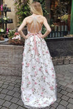 2024 A Line V Neck Spaghetti Straps Flower Lace Long Prom Dresses P3P7Q46D
