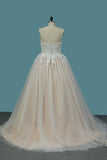 2024 A Line Sweetheart Tulle With Applique Court Train PHD3CS25