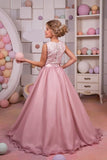 2024 Two-Piece Scoop Chiffon & Lace A Line Flower Girl Dresses PBMHNABG