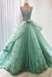 Modest Ball Gown Lace Up Princess Prom Dresses P44RGCBM
