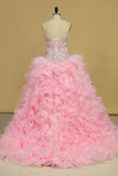 2024 Sweetheart With Beads And Applique Quinceanera Dresses Organza P6DPYJB5