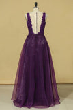 2024 Hot Prom Dresses Scoop A Line With Sash And Applique PPE6C7TZ