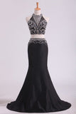 2024 Black Open Back Prom Dresses Mermaid Floor Length PMAG1QQH