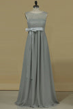 2024 A Line Prom Dresses Scoop Pregant Chiffon & Lace Floor P57R7X3S