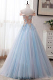 Ball Gown Off the Shoulder Tulle Sweetheart Appliques Prom Dresses, Quinceanera Dresses STI15063