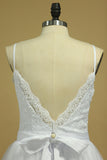 Wedding Dresses Spaghetti Straps Tulle With Applique And STIPFGDEMAQ