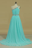 2024 Hot One Shoulder Prom Dresses A Line Chiffon With Beading & PA923HT7