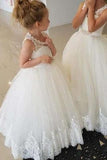 Princess Ivory Flower Girl Dresses with Lace Appliques, Cute Little Girl Dress STI15590