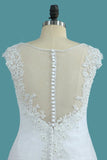 2024 V Neck Tulle A Line Wedding Dresses With Applique PJ98PAQL