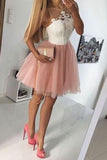 Cute Sleeveless Layers Lace Appliques Short Homecoming Dresses