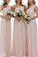 Long Light Pink Mismatched A-Line One Shoulder Sleeveless Elegant Bridesmaid Dresses